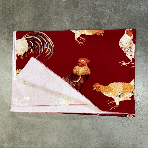 NOS Vintage Rooster Fabric 1.4 Yd Country Farmhouse Chicken Print Cotton Panel - Picture 1 of 4